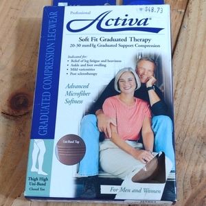 Activa Soft Fit Graduated Therapy Compression Thigh High Uni Band S NEW Unisex